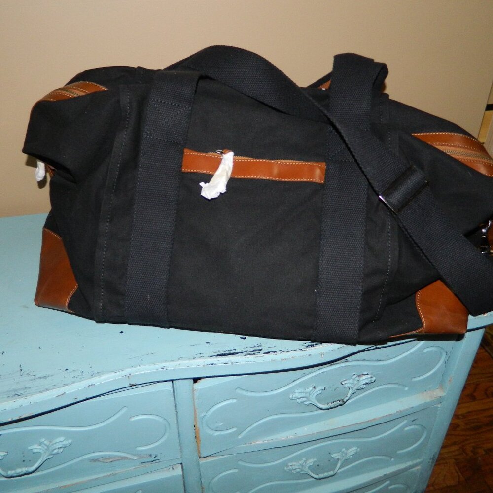 Mark & Graham Canvas and Leather Weekender Black